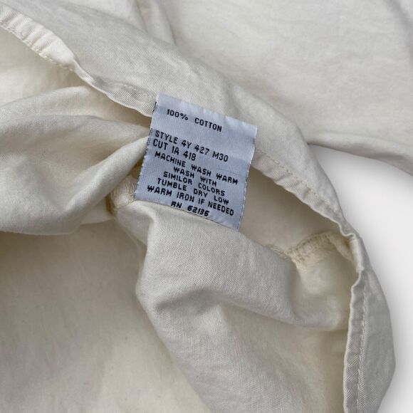 VINTAGE 90s Guess Shirt Mens Large Cream Twill Button Up Logo Casual Classic Fit - Picture 9 of 15